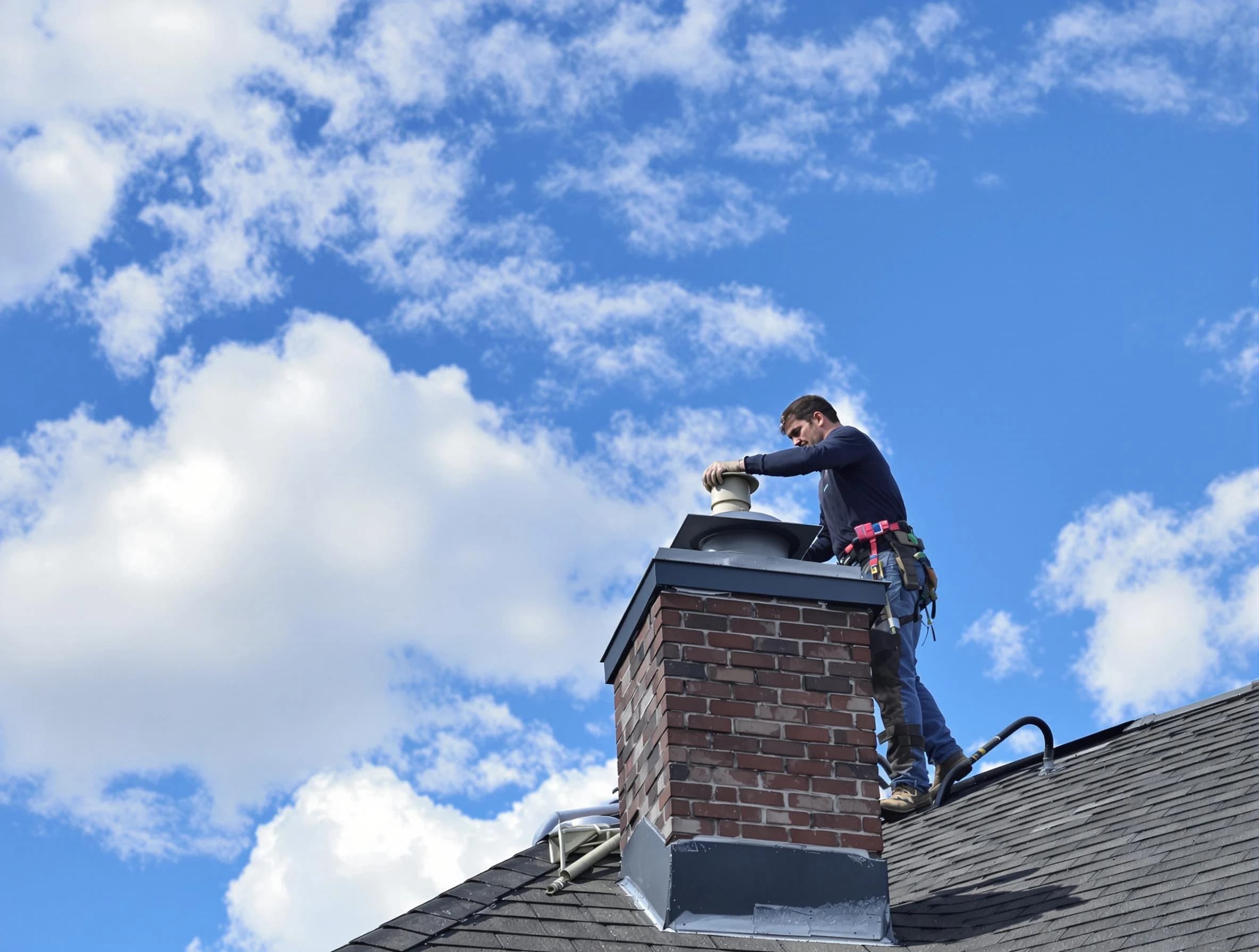 Orangetown Chimney Sweep installing a sturdy chimney cap in Orangetown, NY