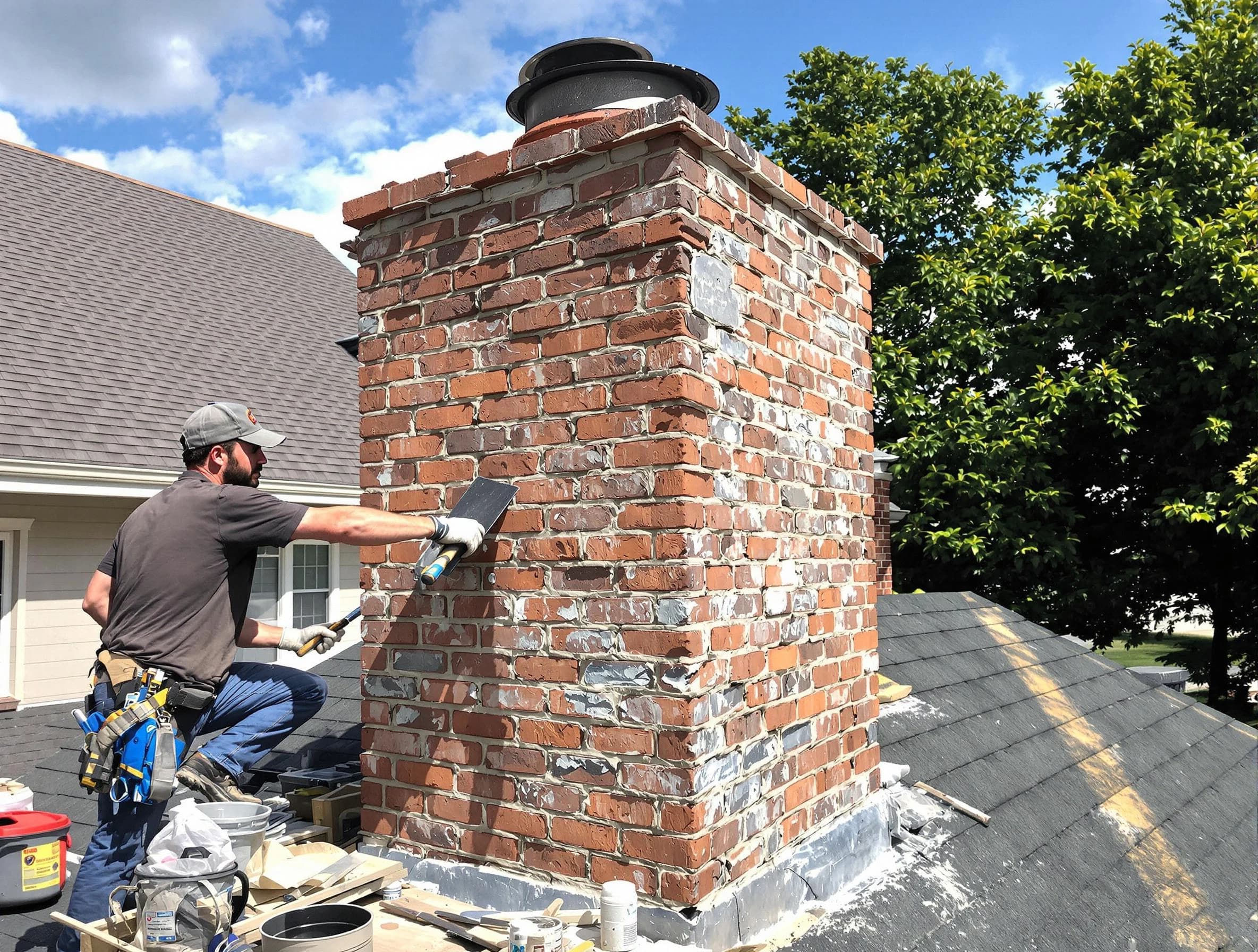 Completed chimney rebuild by Orangetown Chimney Sweep in Orangetown, NY