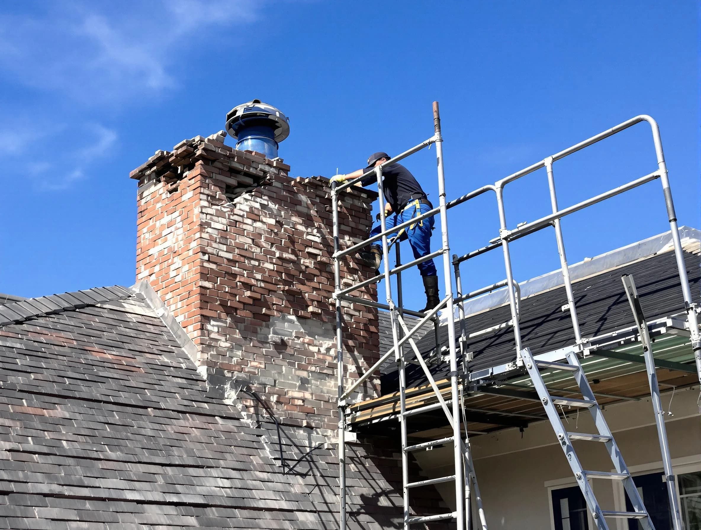 Rebuilding a chimney structure by Orangetown Chimney Sweep in Orangetown, NY
