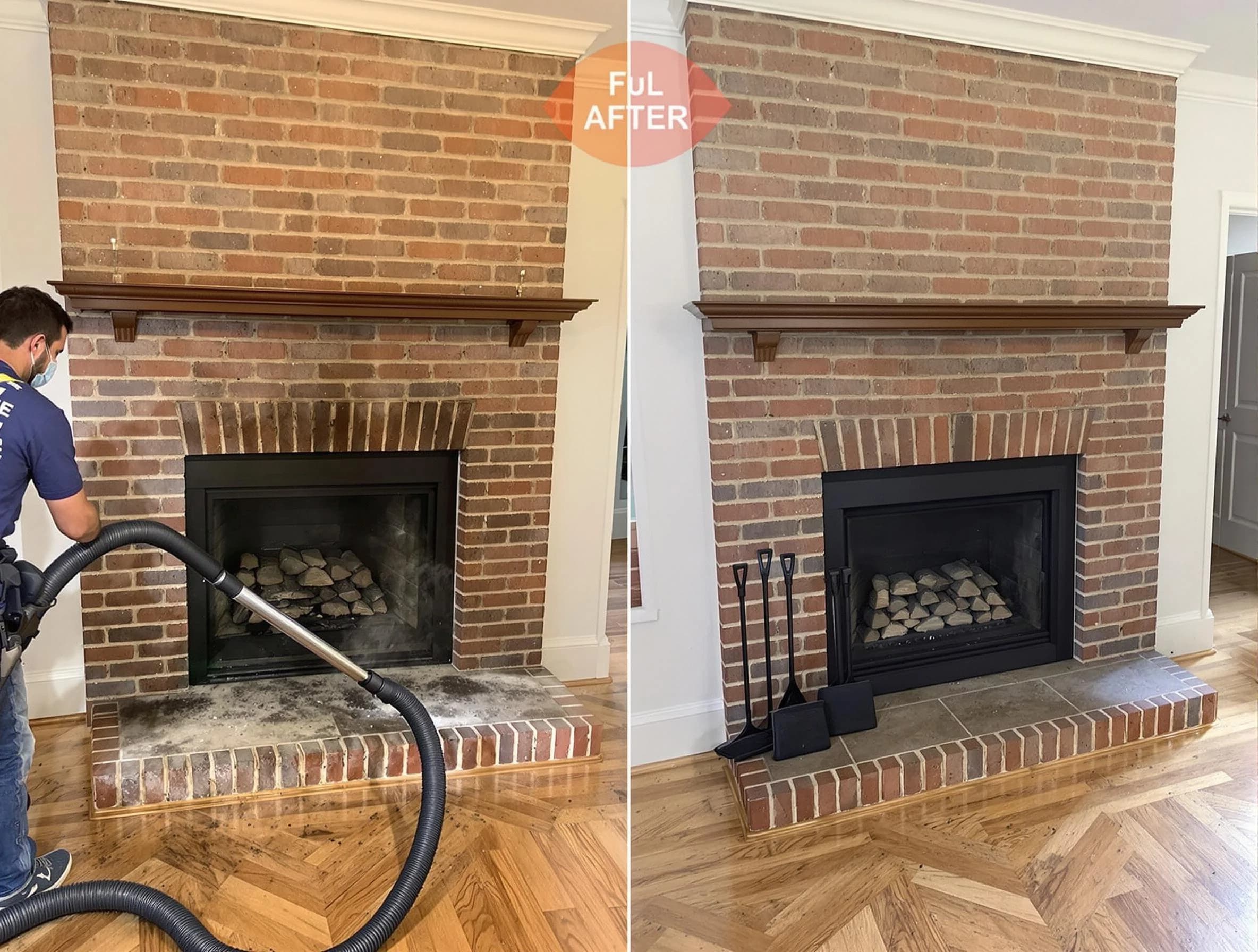 Orangetown Chimney Sweep carefully sanitizing a fireplace in Orangetown, NY