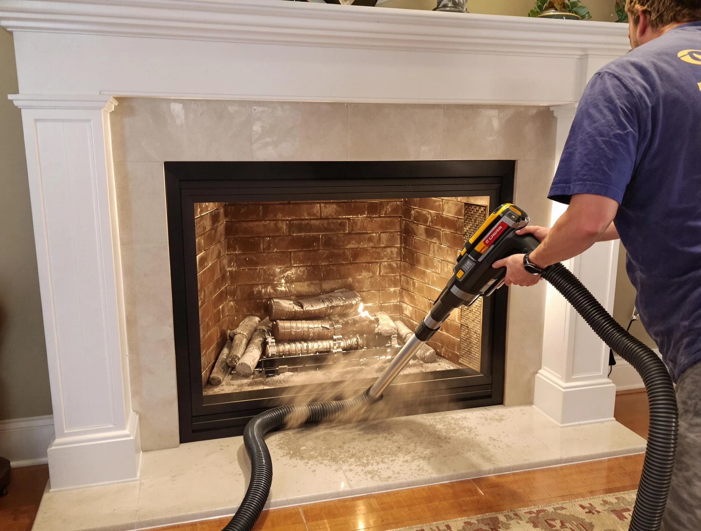 Fireplace cleaning performed by Orangetown Chimney Sweep in Orangetown, NY