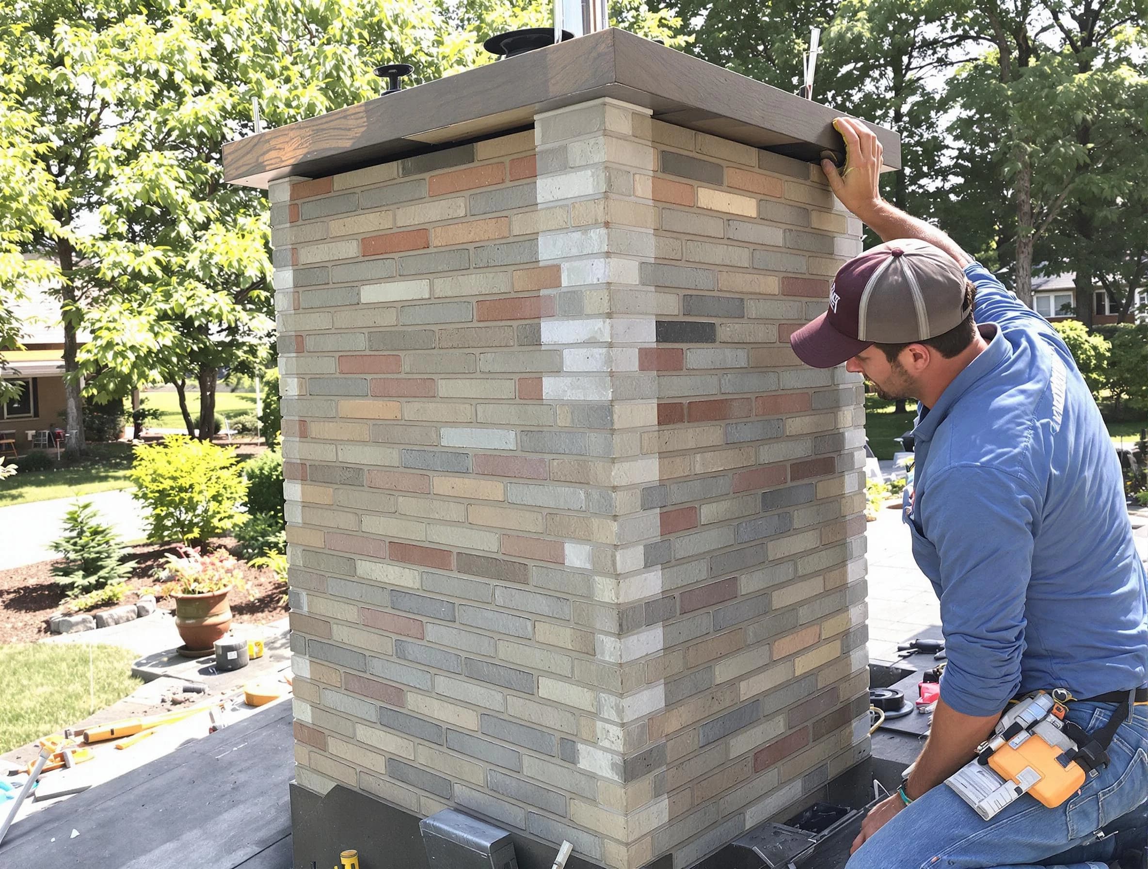 Orangetown Chimney Sweep completing a modern chimney remodel in Orangetown, NY