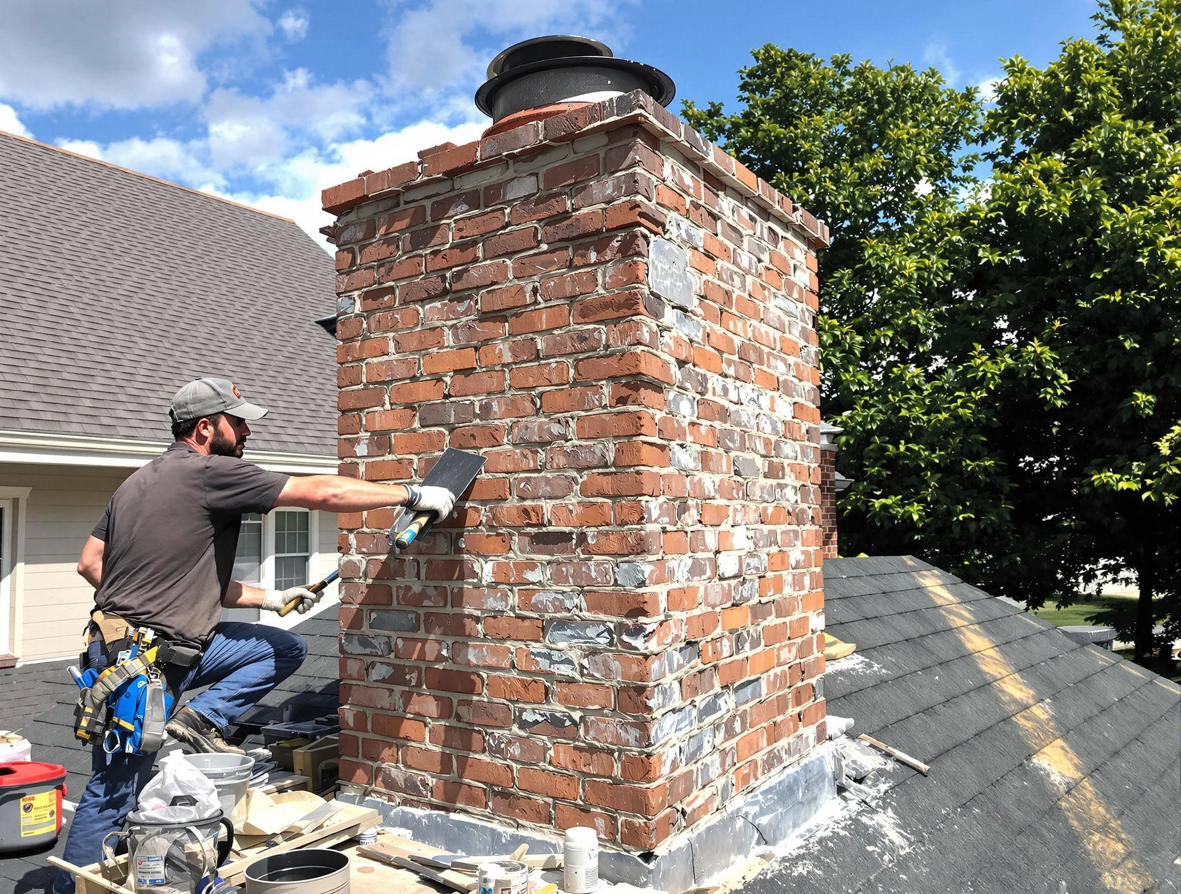 Completed chimney rebuild by Orangetown Chimney Sweep in Orangetown, NY