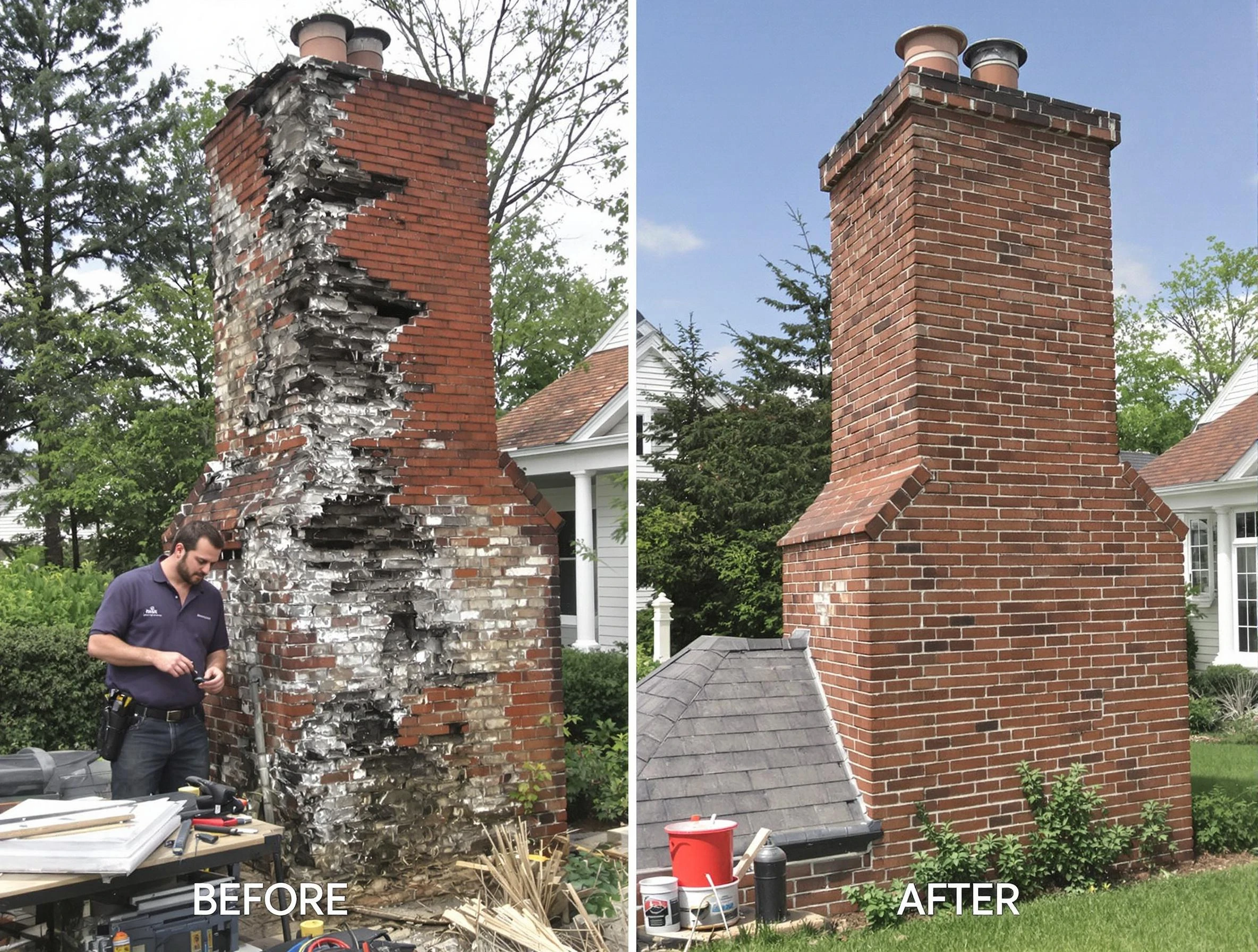 Orangetown Chimney Sweep performing a full chimney restoration in Orangetown, NY