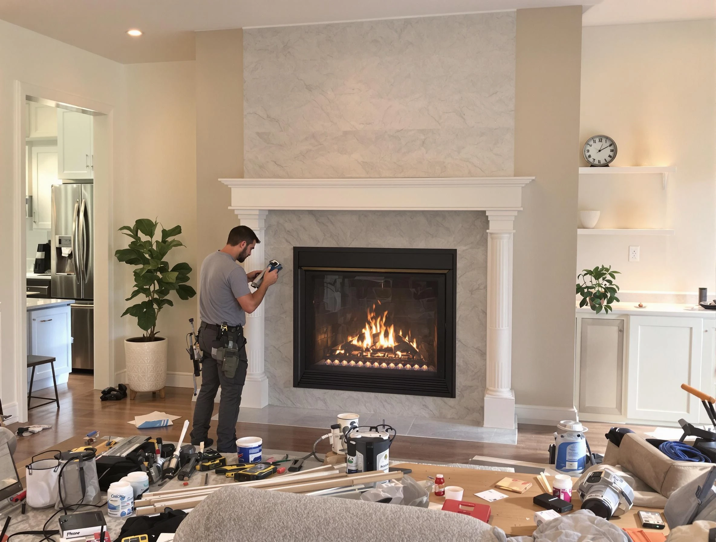 Newly installed fireplace by Orangetown Chimney Sweep in Orangetown, NY