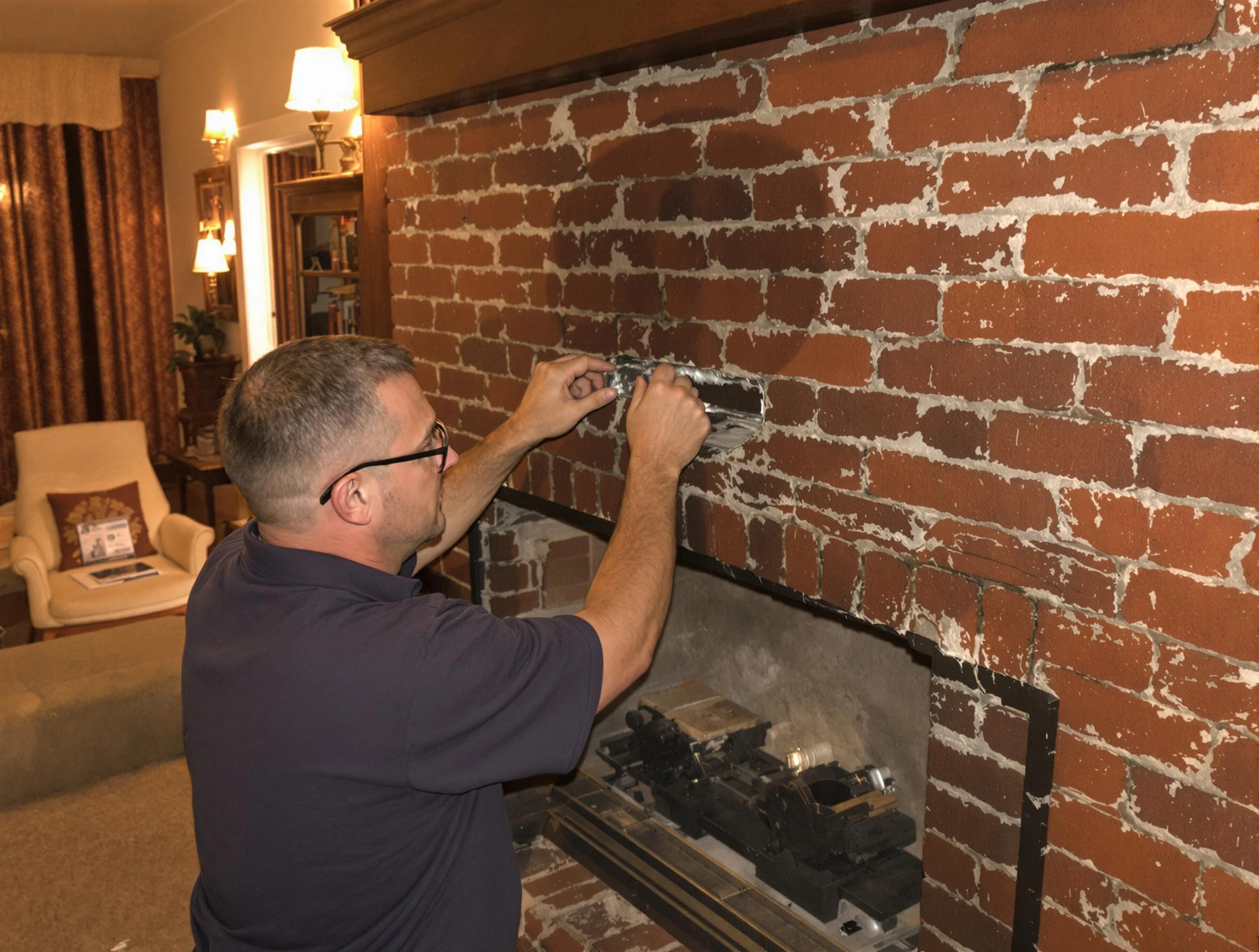 Orangetown Chimney Sweep expert fixing a fireplace in Orangetown, NY